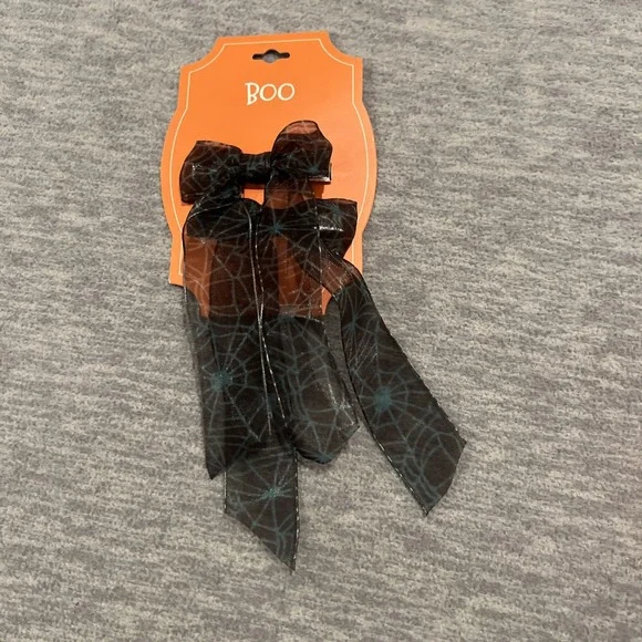 Cat & Jack Baby Halloween Pumpkin‎ Hat Stretch & Spider Web Hair Clips Bows New - Picture 10 of 13